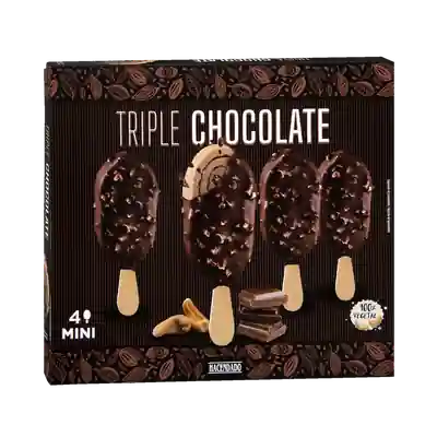 Foto del envase de Helado vegetal mini triple chocolate a base de anacardo Hacendado