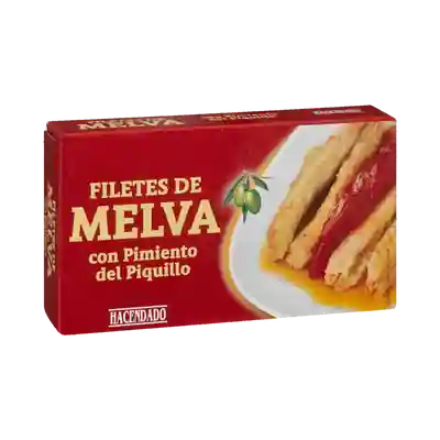 Foto del envase de Filetes de melva canutera con pimientos del piquillo Hacendado en aceite de oliva