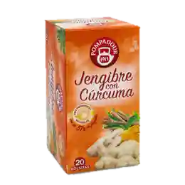 Foto del envase de Infusión de jengibre con cúrcuma en bolsitas Pompadour 20 ud.