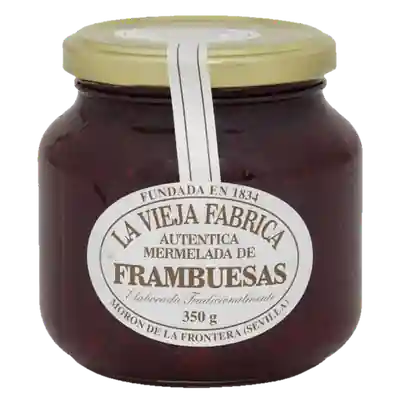 Foto del envase de Mermelada de frambuesa La Vieja Fábrica sin gluten 350 g.