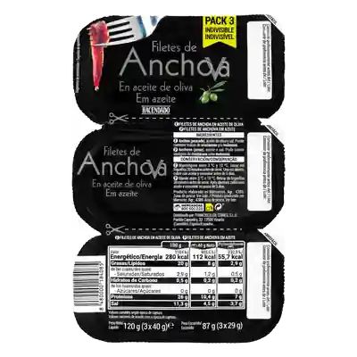 Foto del envase de Filetes de anchoa en aceite de oliva Hacendado