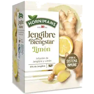 Foto del envase de Infusión de jengibre y limón HORNIMANS, caja 15 sobres